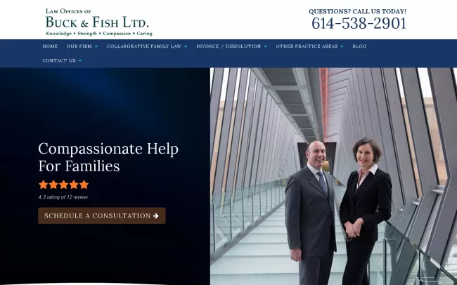 Screenshot of the Buck & Fish Family Law Columbus Website