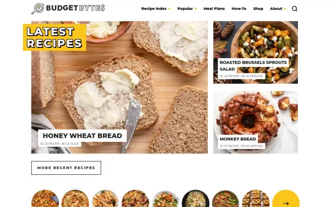 Screenshot of the Budget Bytes Blog