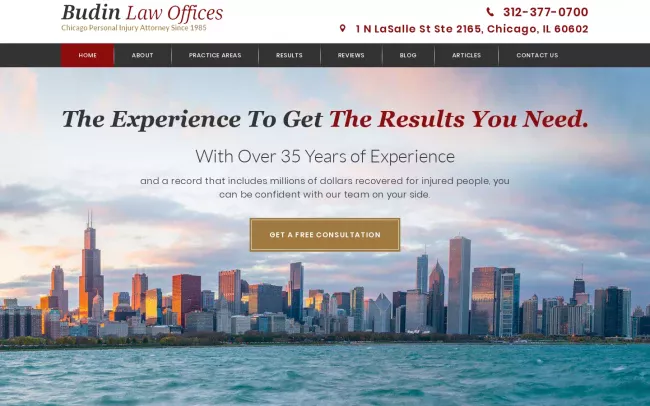Screenshot of the Budin Law Offices Website