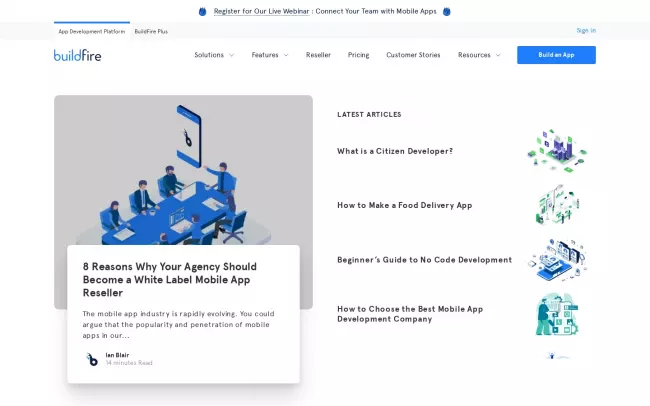 Screenshot of the BuildFire Blog