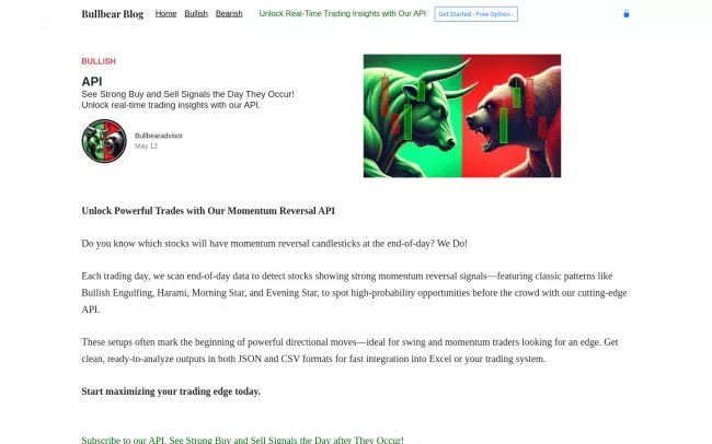 Screenshot of the Bullbear Blog