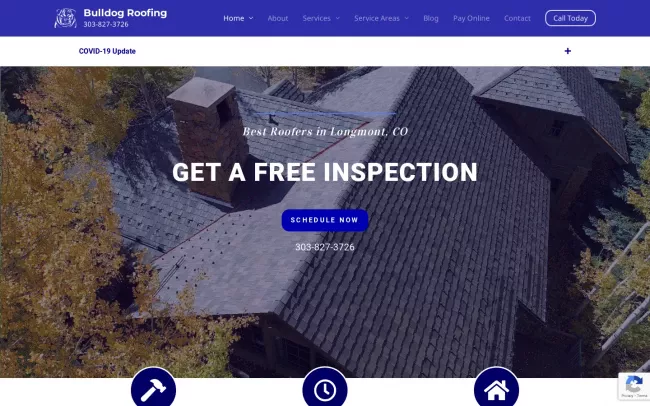 Screenshot of the Bulldog Roofing Website