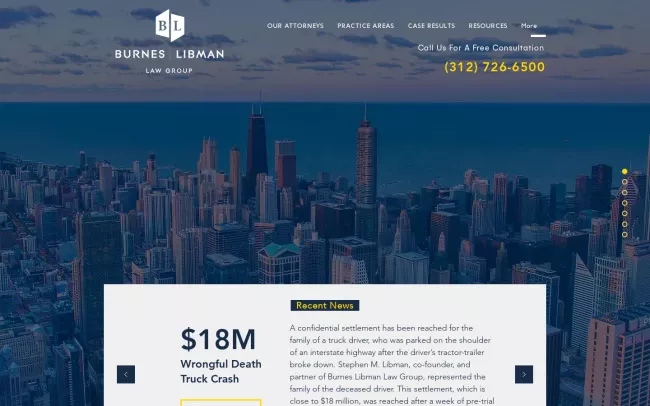 Screenshot of the Burnes Libman Website