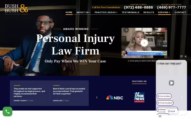 Screenshot of the Bush & Bush Law Group Website