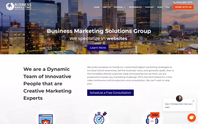 Screenshot of the Business Marketing Solutions Group Website