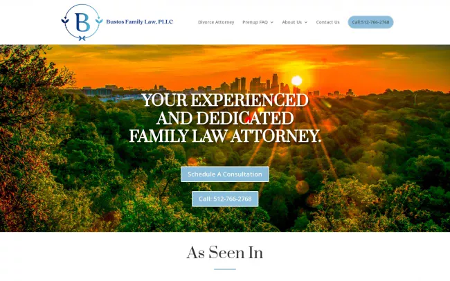 Screenshot of the Bustos Family Law PLLC Website