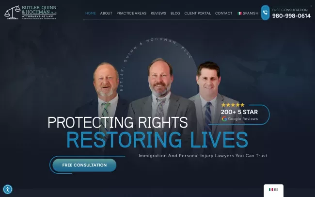 Screenshot of the Butler, Quinn & Hochman, PLLC Website