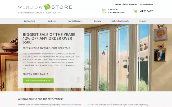 Screenshot of the Window e-Store Website