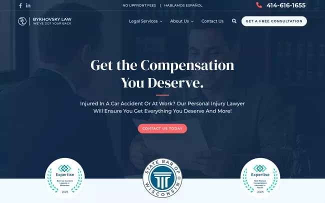 Screenshot of the Bykhovsky Law LLC Website