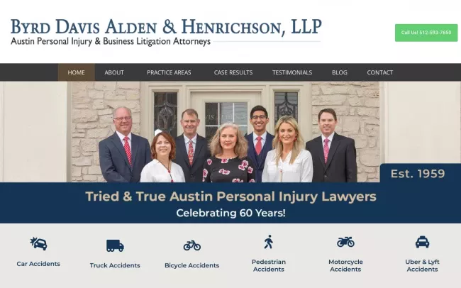 Screenshot of the Byrd Davis Alden & Henrichson, LLP Website