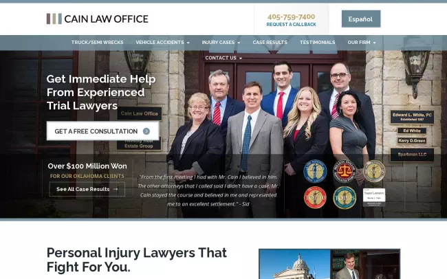 Screenshot of the Cain Law Website