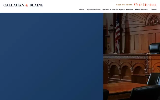 Screenshot of the Callahan & Blaine - Santa Ana Personal Injury and Business Litigation Attorneys Website