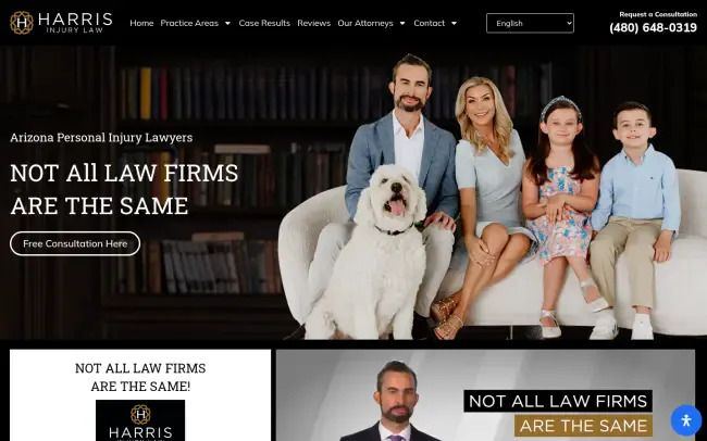 Screenshot of the Harris Injury Law Website