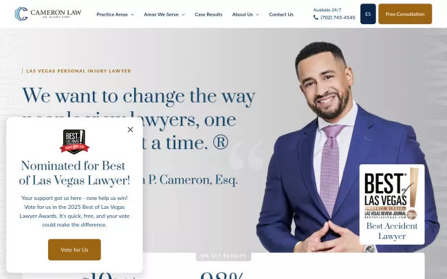 Screenshot of the Cameron Law Website