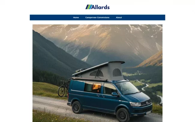Screenshot of the Campervan Conversions Website