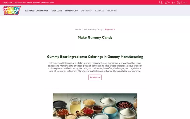 Screenshot of the Make Gummy Candy Blog