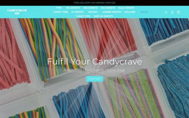 Screenshot of the Candycrave Sweets Website