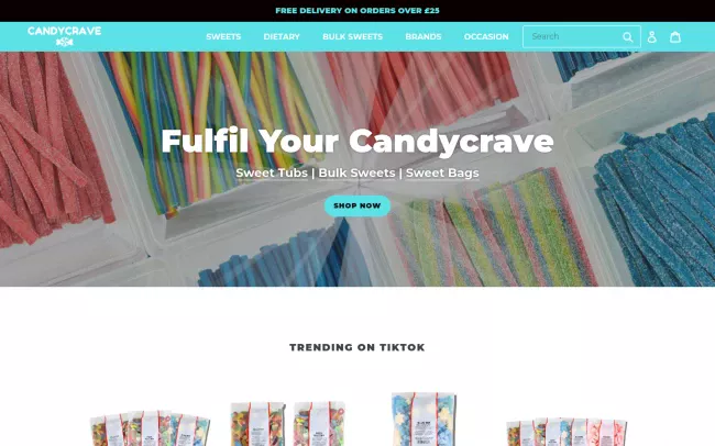 Screenshot of the Candycrave Sweets Website
