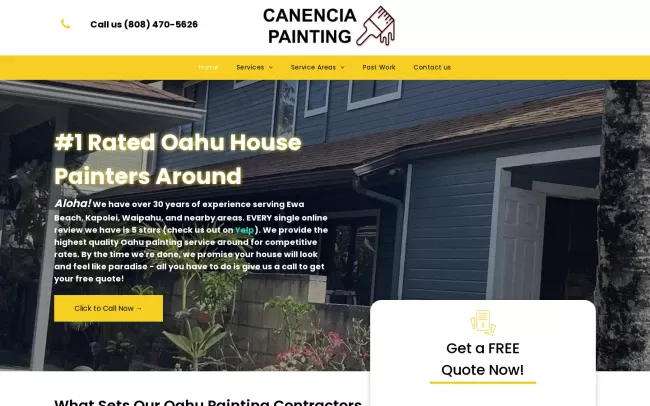 Screenshot of the Canencia Painting Website