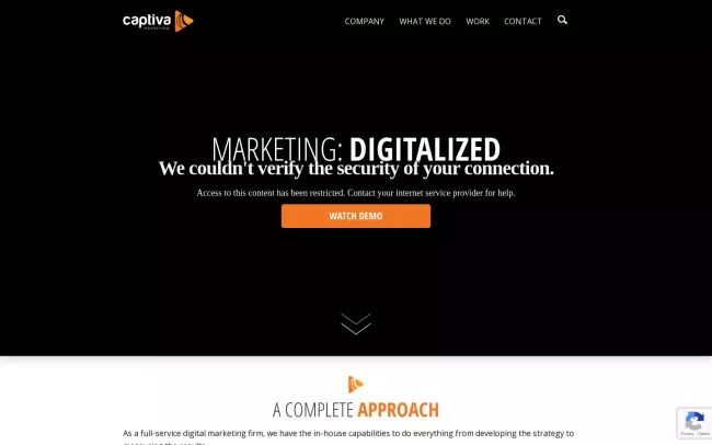 Screenshot of the Captiva Marketing Website