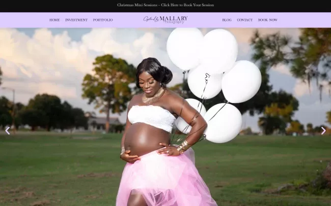 Screenshot of the Captured By Mallary - Tampa Photographer Website