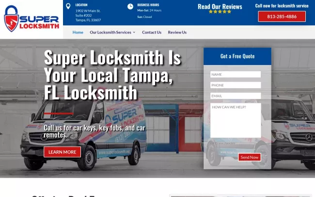Screenshot of the Super Locksmith Website