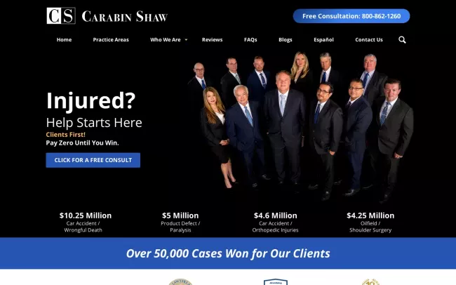 Screenshot of the Carabin Shaw Website