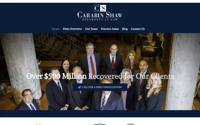 Screenshot of the Carabin Shaw - San Antonio Car Accident Attorneys Website