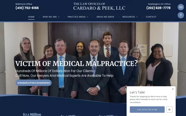 Screenshot of the Cardaro & Peek, LLC Website