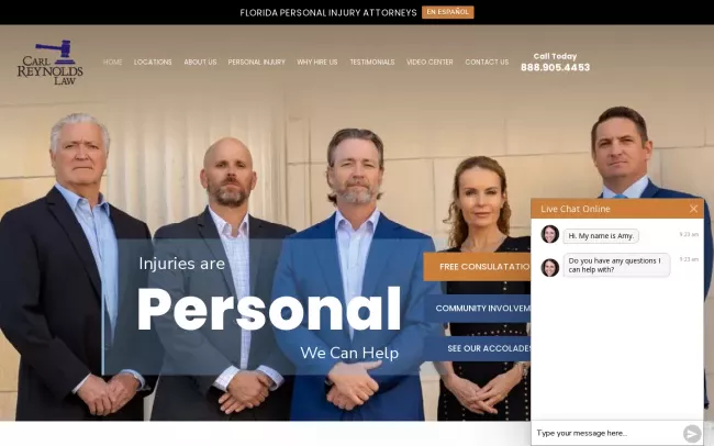 Screenshot of the Carl Reynolds Law Website