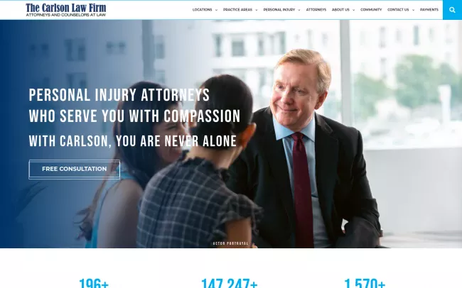 Screenshot of the The Carlson Injury Lawyers Website