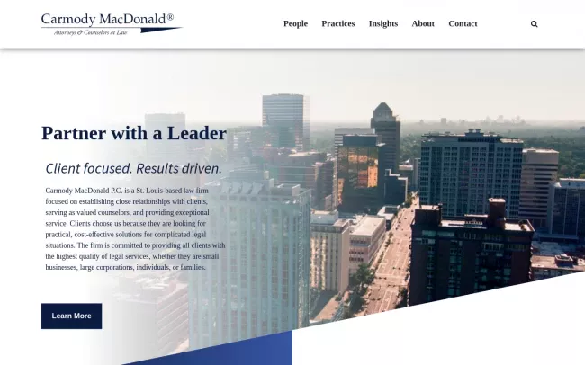 Screenshot of the Carmody MacDonald P.C. Website