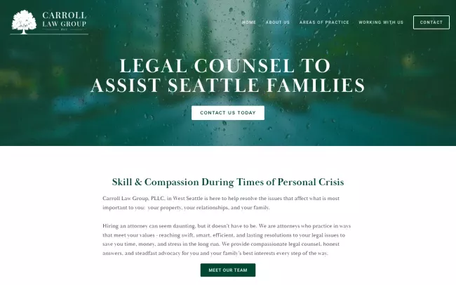 Screenshot of the Carroll Law Group, PLLC Website