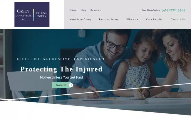 Screenshot of the Casey Law Offices, S.C. Website