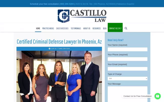 Screenshot of the Castillo Law Website
