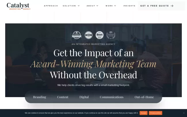Screenshot of the Catalyst Marketing Agency Website