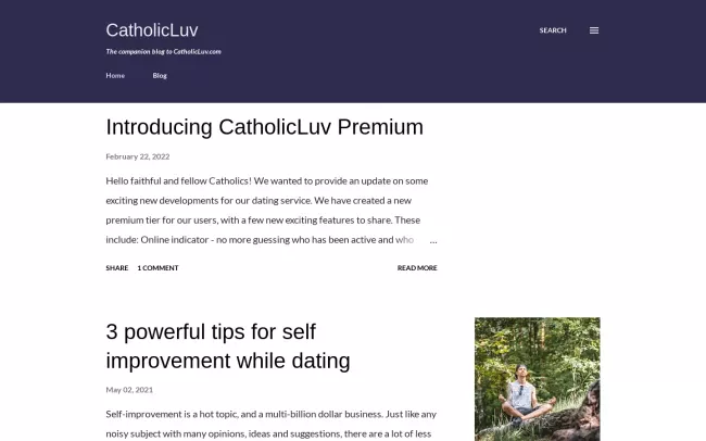 Screenshot of the CatholicLuv Blog
