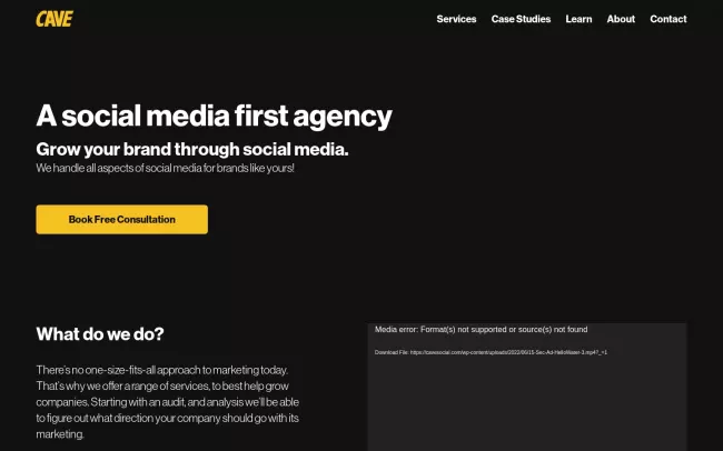 Screenshot of the Cave. Website