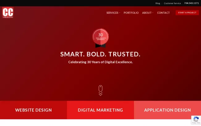 Screenshot of the CC Communications Website