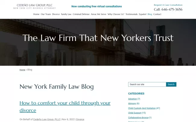 Screenshot of the Cedeño Law Group Blog
