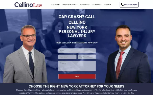 Screenshot of the Cellino Law Accident Attorneys Website