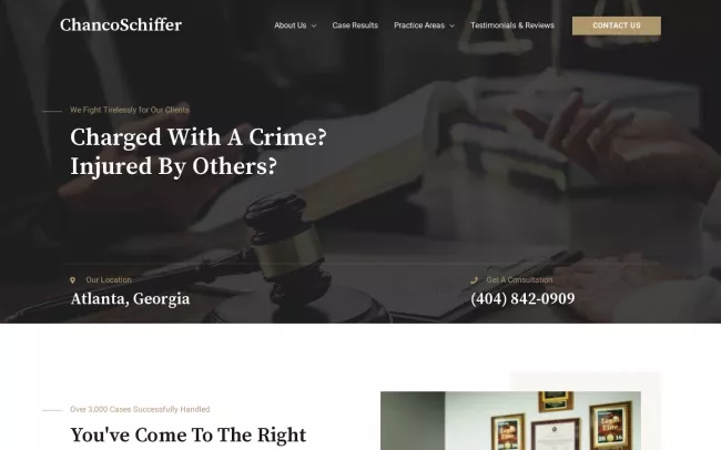 Screenshot of the ChancoSchiffer Law, LLC Website