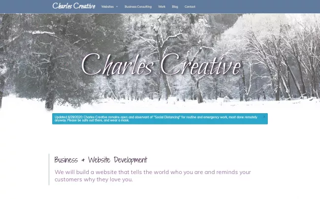 Screenshot of the Charles Creative Website