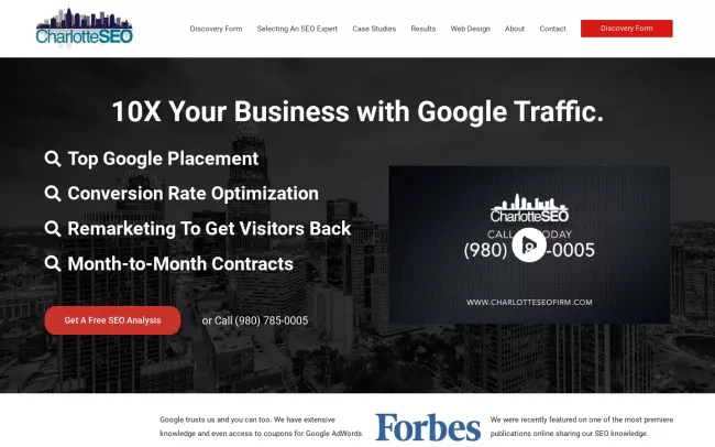 Screenshot of the Charlotte SEO Website
