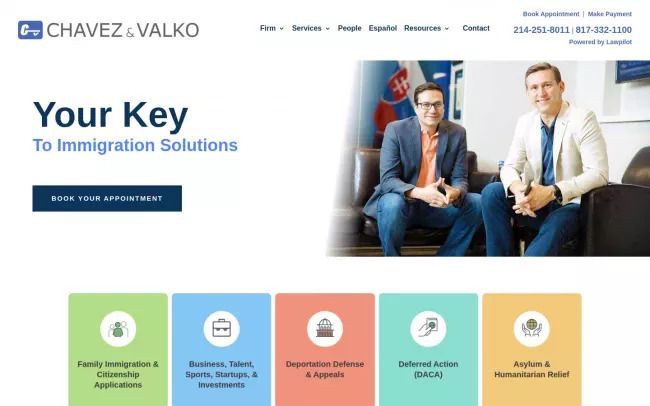 Screenshot of the Chavez & Valko LLP Website