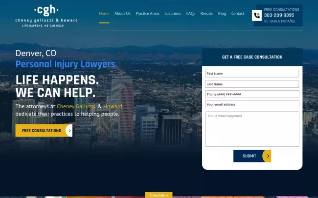Screenshot of the Cheney Galluzzi & Howard LLC Website