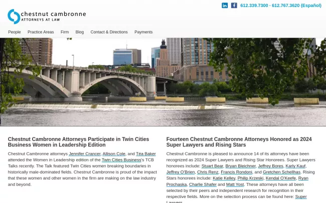 Screenshot of the Chestnut Cambronne Attorneys at Law Website