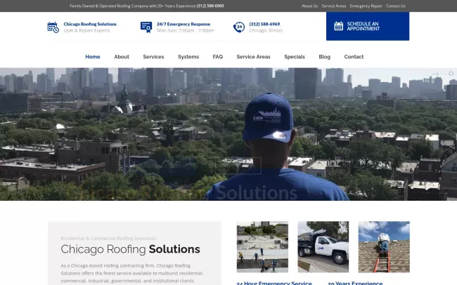 Screenshot of the Chicago Roofing Solutions Website