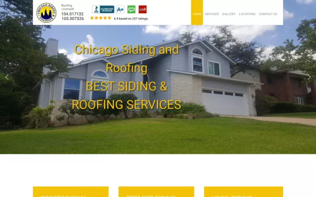 Screenshot of the Chicago Siding & Roofing Company Website