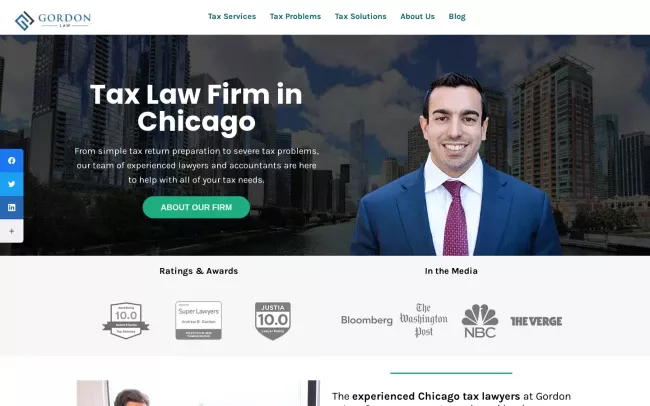 Screenshot of the Gordon Law Group - Chicago Tax Lawyer Firm Website
